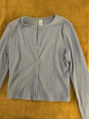 GAP Light Blue Ribbed Button-Front Top